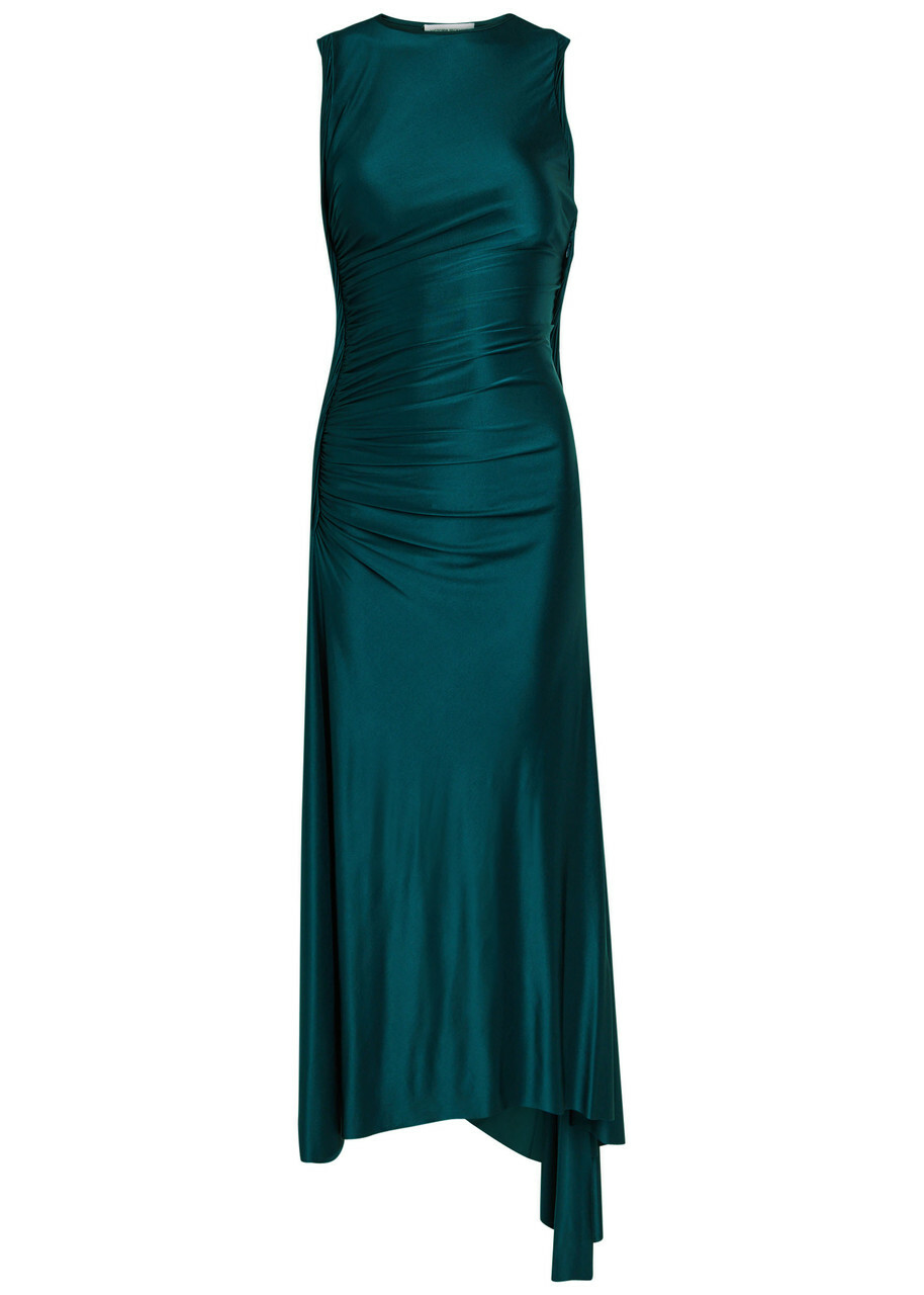 knee length dresses for ladies Ruched Midi Dress with Side Drawstring S / Pale Cacti main image 0