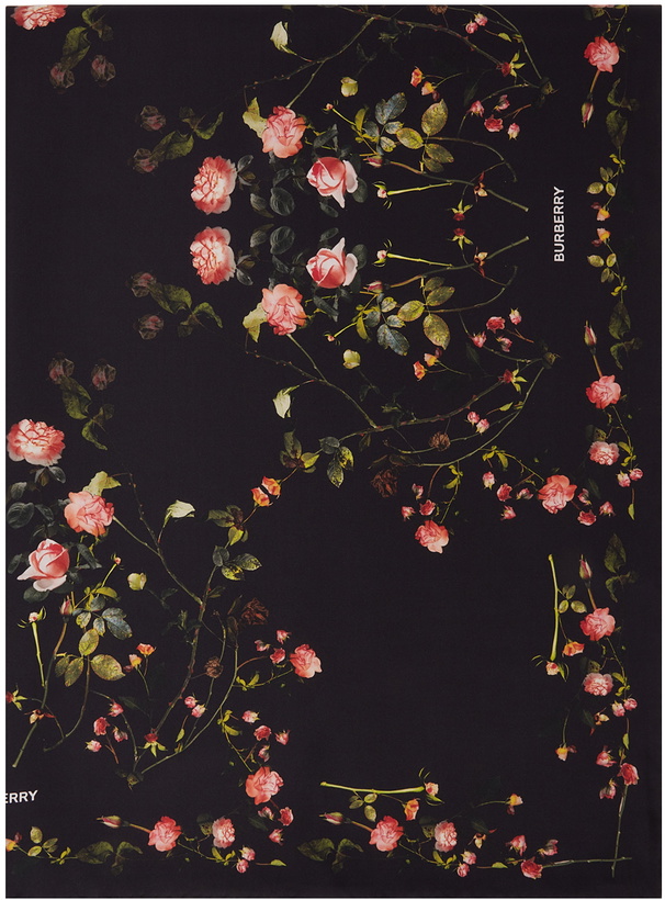 Photo: Burberry Black Silk Floral Scarf