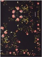 Burberry Black Silk Floral Scarf