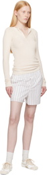 AMI Paris White Cotton Elasticated Shorts