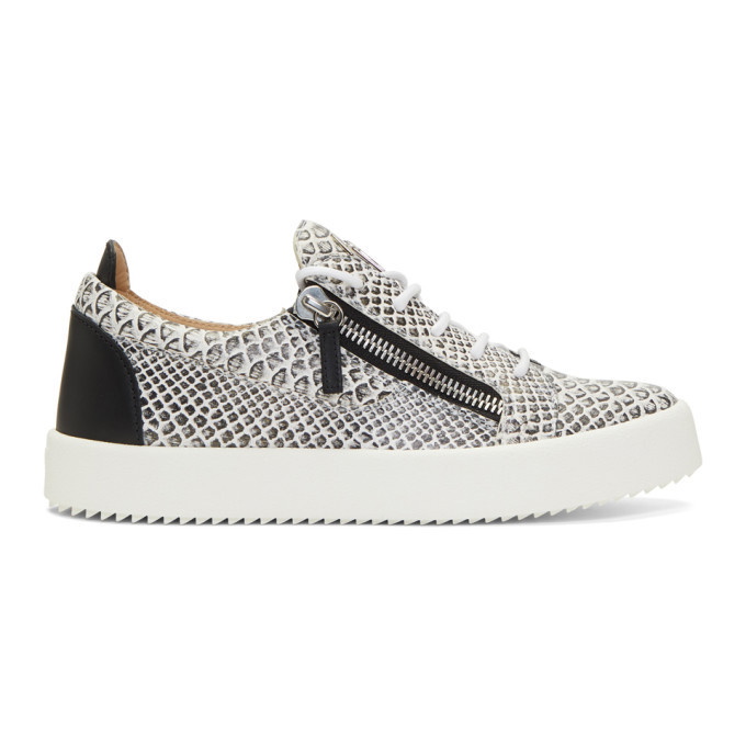 Photo: Giuseppe Zanotti White and Black Croc Frankie Sneakers