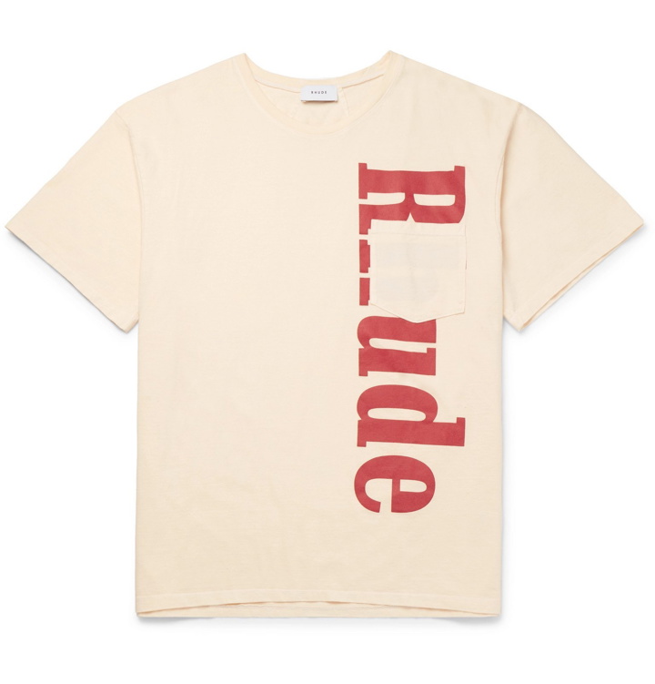 Photo: Rhude - Printed Cotton-Jersey T-Shirt - White