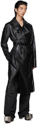 Rick Owens Black Leather Performa Trench Coat