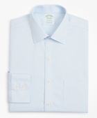 Brooks Brothers Men's Stretch Milano Slim-Fit Dress Shirt, Non-Iron Twill Ainsley Collar Micro-Check | Light Blue