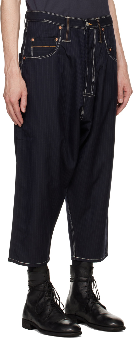 Junya Watanabe Navy Levi's Edition Pinstripe Wool Trousers Junya
