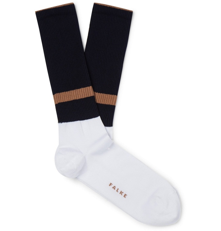 Photo: FALKE - Colour-Block Stretch-Knit Socks - White