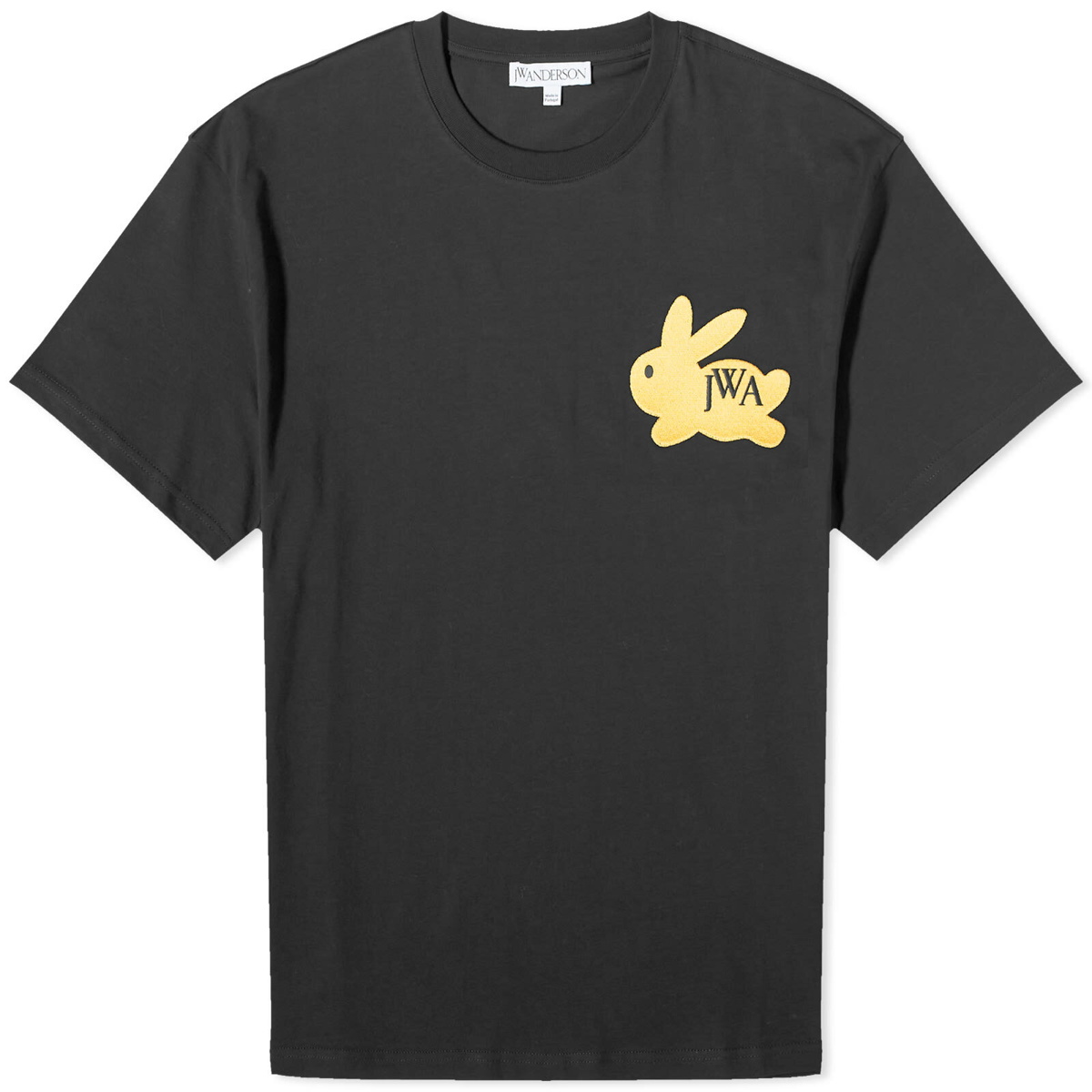 JW Anderson Men's Embroidered Bunny T-Shirt in Black JW Anderson