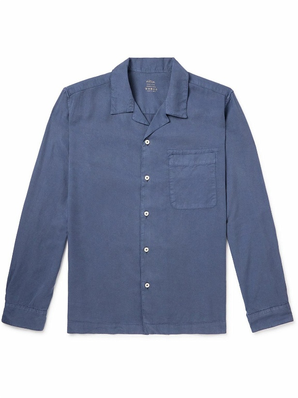 Photo: Altea - Camp-Collar Cotton-Poplin Shirt - Blue
