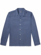 Altea - Camp-Collar Cotton-Poplin Shirt - Blue