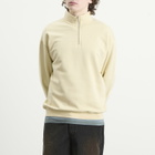 Auralee Men's High Gauge Sweat Half Zip Jumper in Ivory Beige