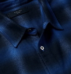 AMIRI - Distressed Printed Cotton-Flannel Shirt - Blue