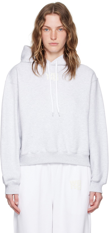 Photo: alexanderwang.t Gray Bonded Puff Logo Hoodie