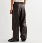 Bottega Veneta - Wide-Leg Leather Trousers - Brown