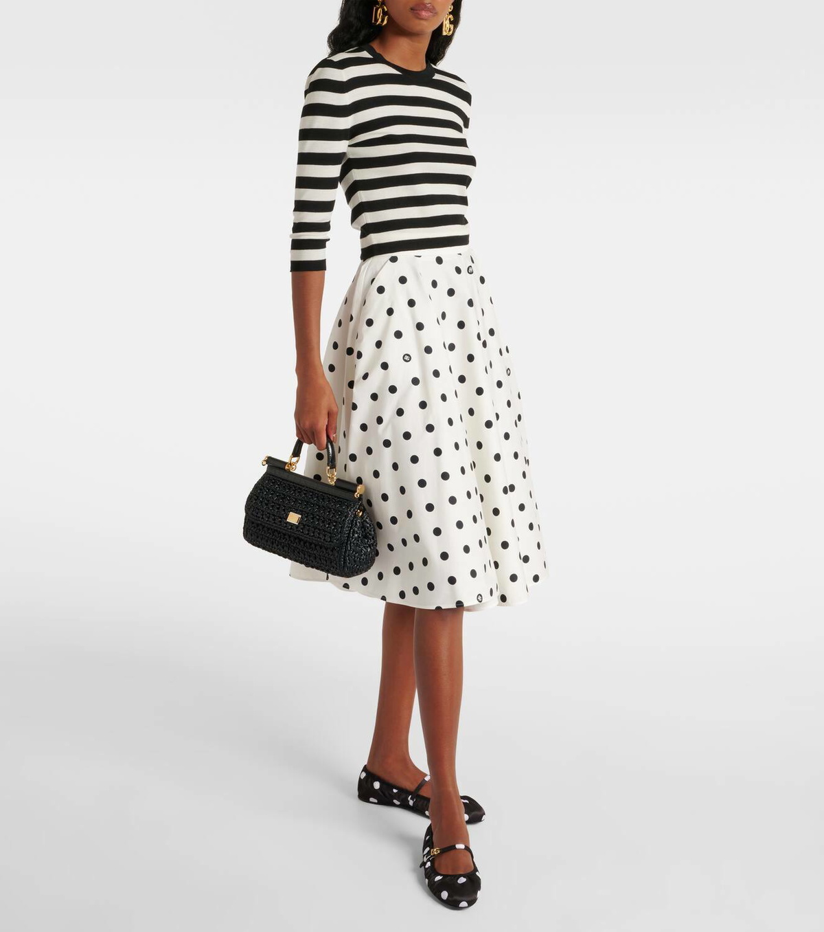 Dolce&Gabbana Odette polka-dot satin ballet flats