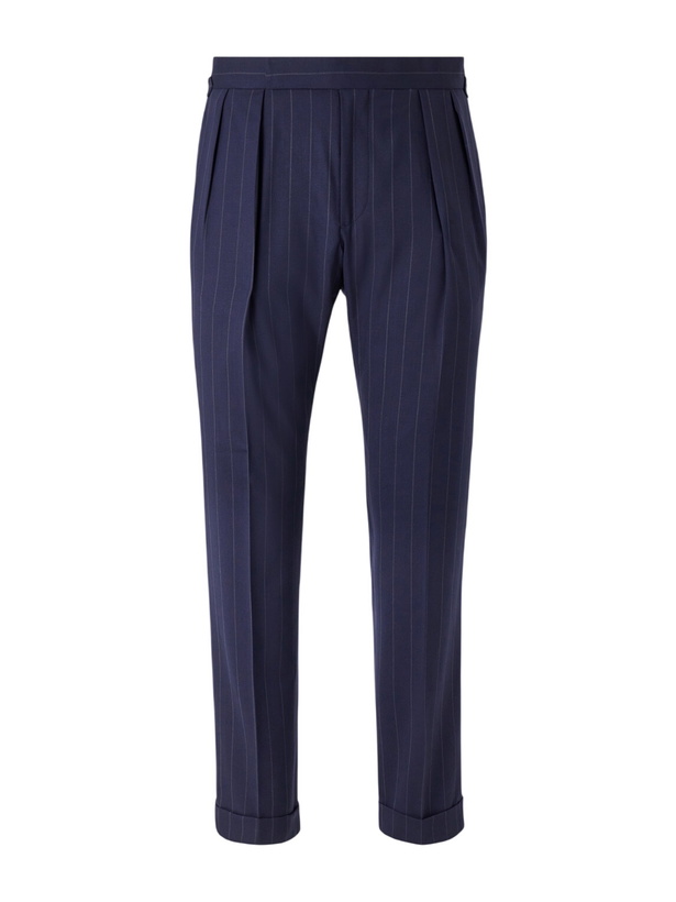 Photo: Polo Ralph Lauren - Straight-Leg Pleated Striped Wool-Blend Suit Trousers - Blue
