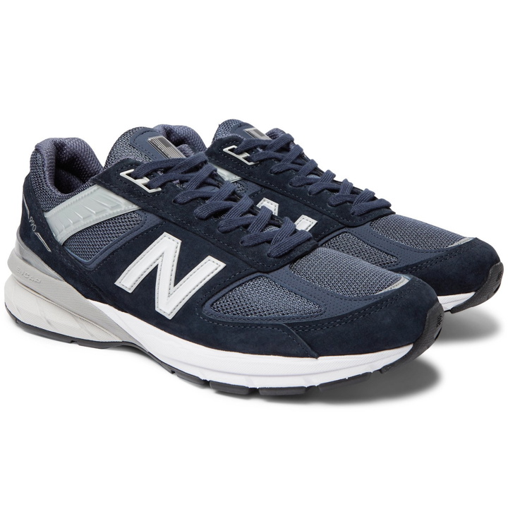 Photo: Junya Watanabe - New Balance 990 V5 Suede and Mesh Sneakers - Blue