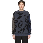 Stella McCartney Navy and Grey Intarsia Leopard Sweater