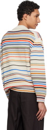 Paul Smith Beige 'Signature Stripe' Cotton-Blend Cardigan