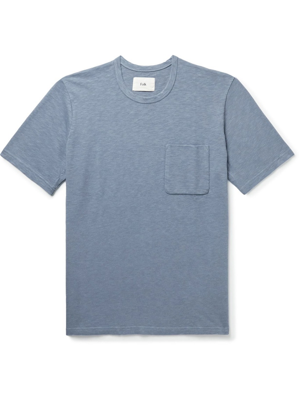 Photo: FOLK - Slub Cotton-Jersey T-Shirt - Blue