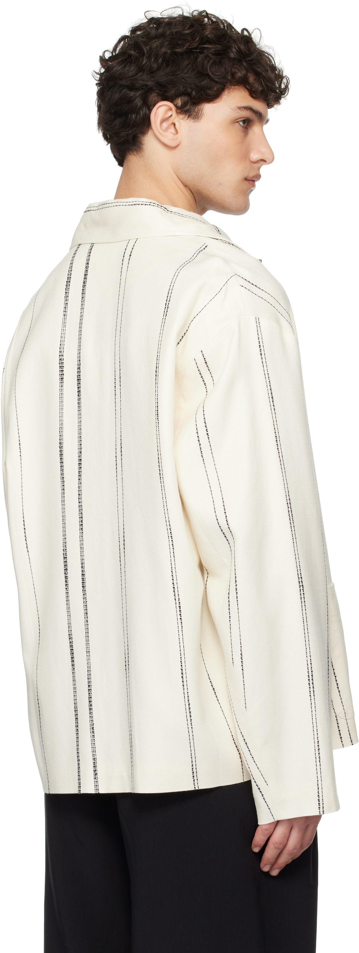 COMMAS Off-White Woven Stripe Resort Jacket