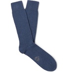 Anderson & Sheppard - Ribbed Merino Wool-Blend Socks - Blue