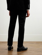 Brunello Cucinelli - Straight-Leg Pleated Satin-Trimmed Cotton-Velvet Tuxedo Trousers - Black
