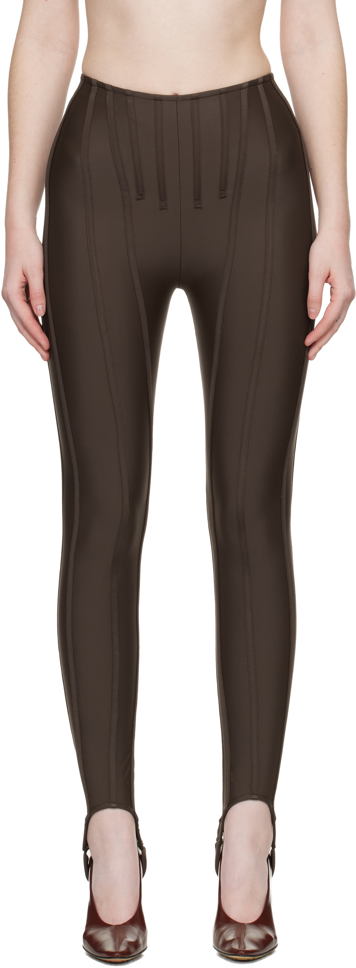 Mugler SSENSE Exclusive Brown Corseted Leggings