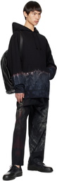 Yohji Yamamoto Black Printed Hoodie