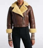 Acne Studios Shearling-trimmed leather biker jacket