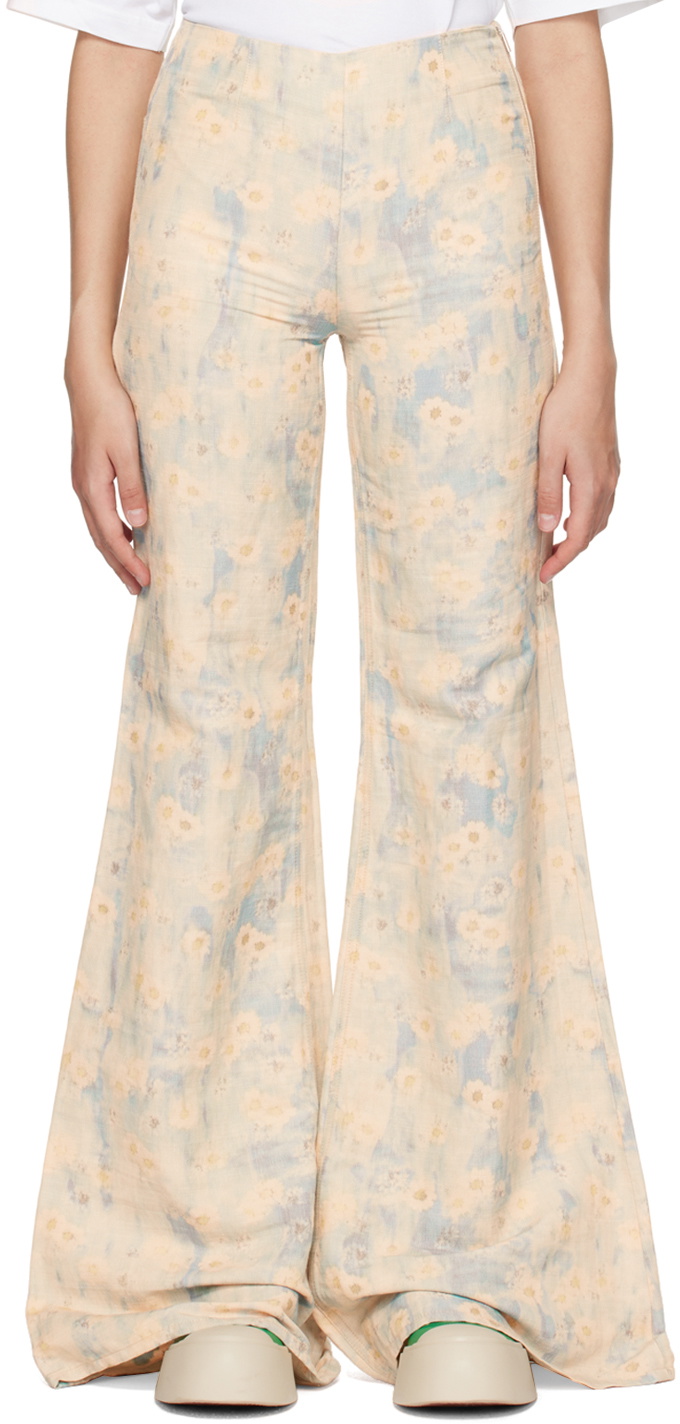 Acne Studios Yellow & Blue Printed Trousers Acne Studios
