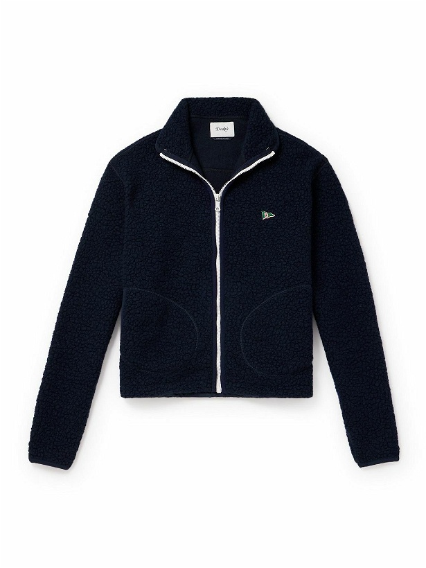 Photo: Drake's - Logo-Embroidered Wool-Blend Fleece Jacket - Blue