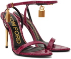 TOM FORD Burgundy Padlock Pointy Naked Heeled Sandals