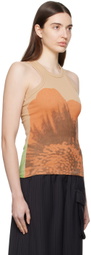 OPEN YY Beige Flower Tank Top