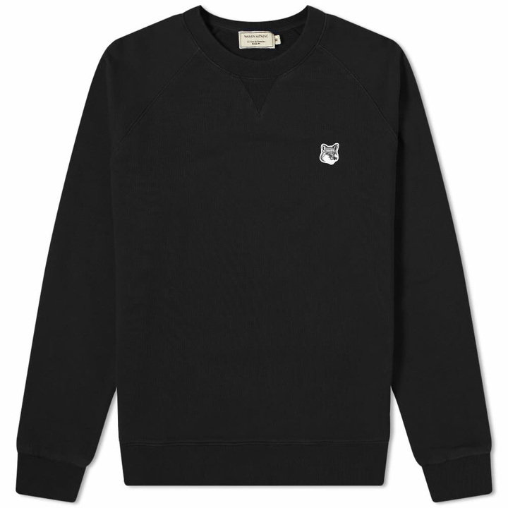 Photo: Maison Kitsuné Men's Grey Fox Head Patch Classic Crew Sweat in Black