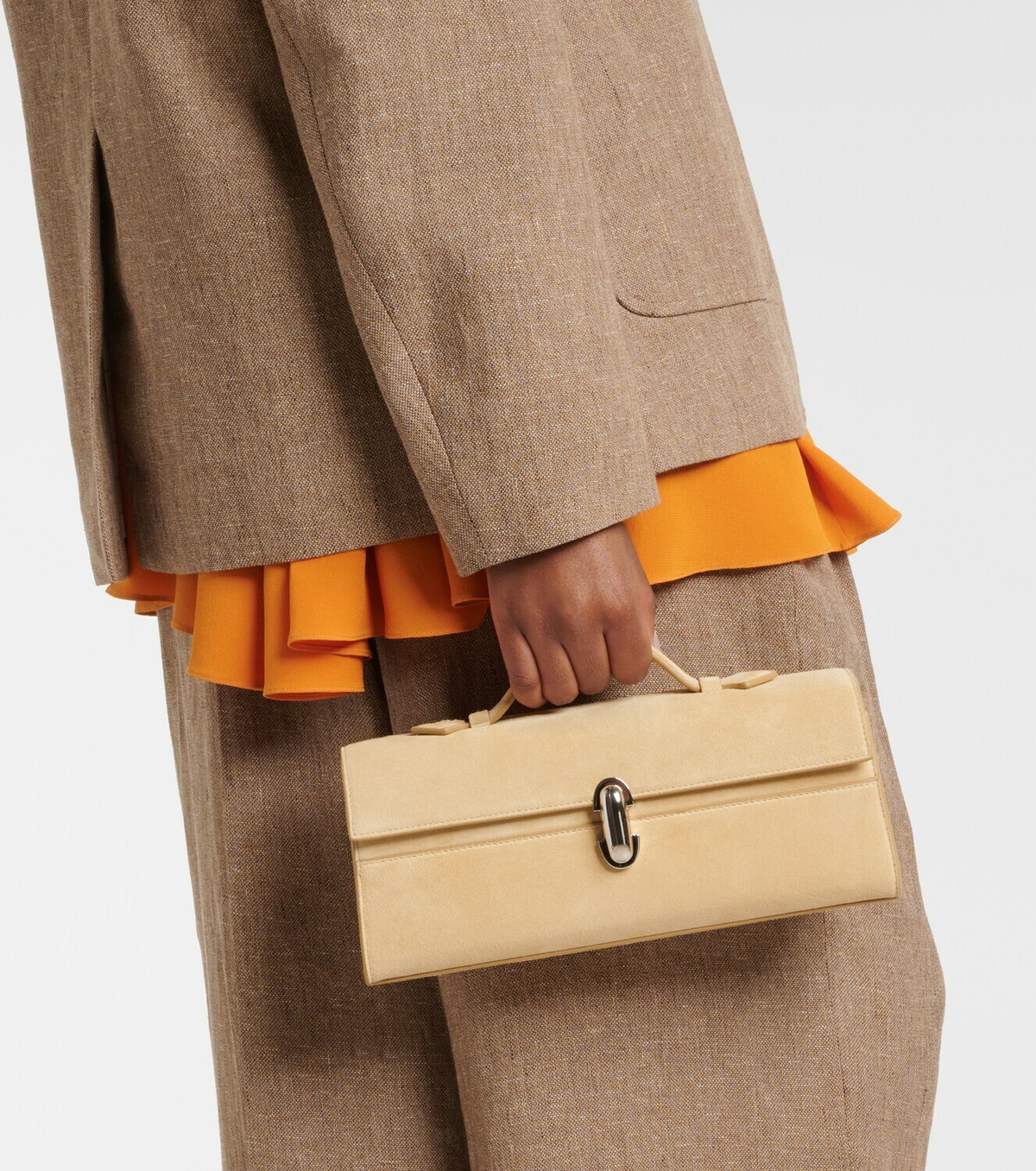 Savette Symmetry Slim suede top-handle bag