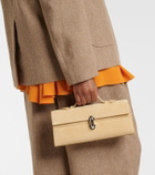 Savette Symmetry Slim suede top-handle bag