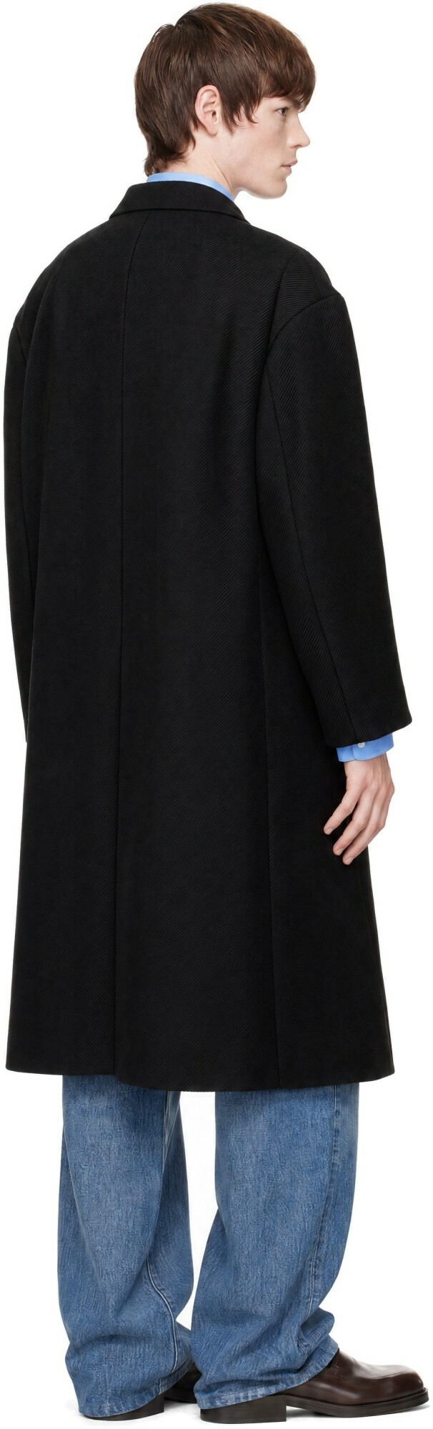SOSHIOTSUKI Black Open Placket Classic Drill Coat