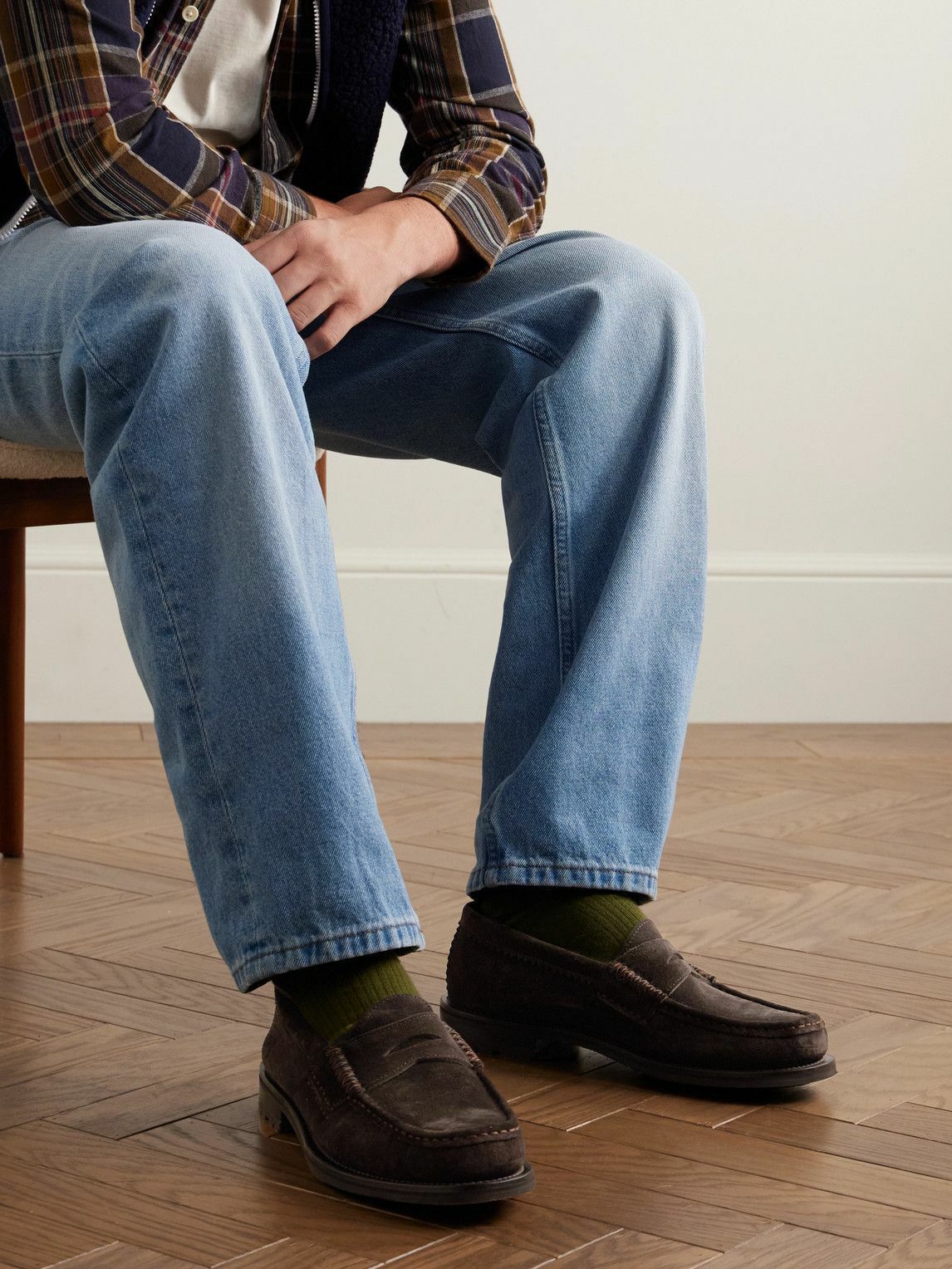 Yuketen - Rob's Suede Penny Loafers - Brown