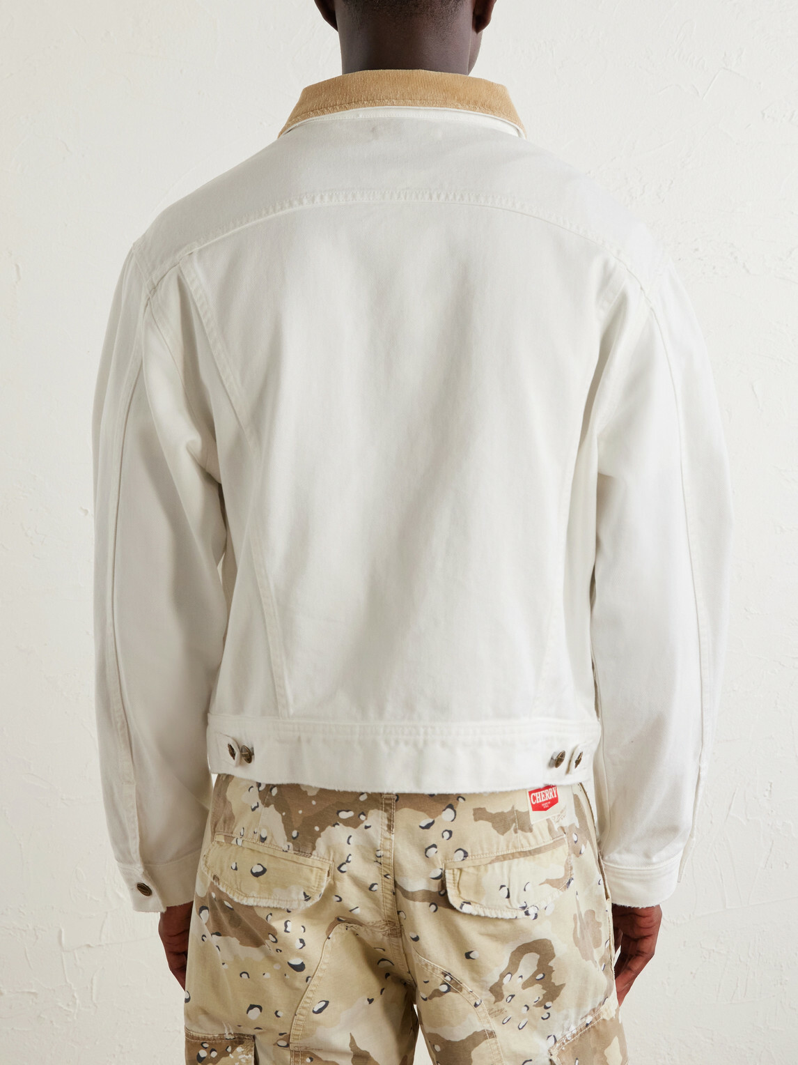 Cherry Los Angeles - Corduroy-Trimmed Denim Jacket - Neutrals