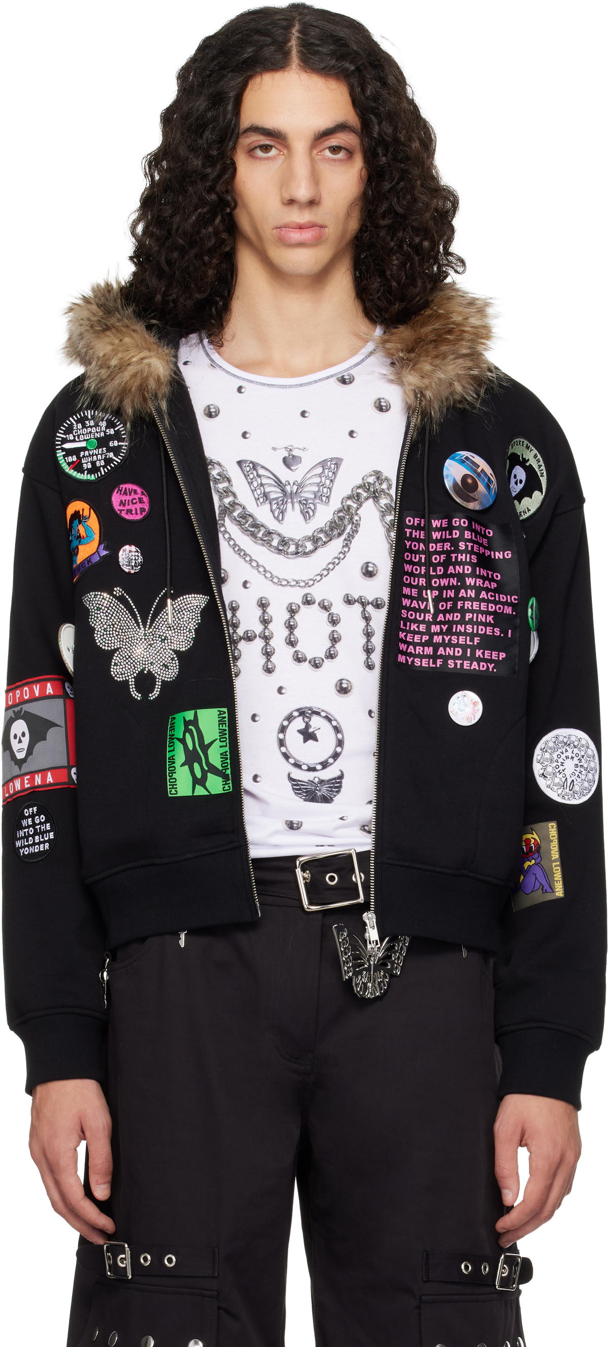 Chopova Lowena Black Fuz Zip Hoodie