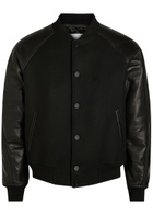 Givenchy Logo-appliquéd Leather and Wool Bomber Jacket Black