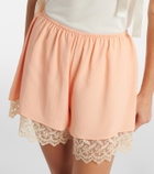Simone Rocha Lace-trimmed satin shorts