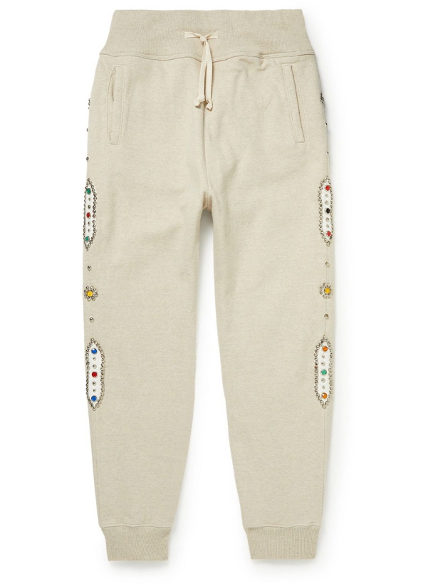 Photo: KAPITAL - Tapered Embellished Cotton-Jersey Sweatpants - Neutrals