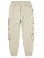 KAPITAL - Tapered Embellished Cotton-Jersey Sweatpants - Neutrals
