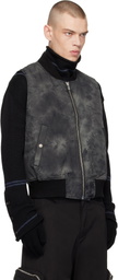 FFFPOSTALSERVICE Black Garment Dye Wash MA-1 Bomber Vest