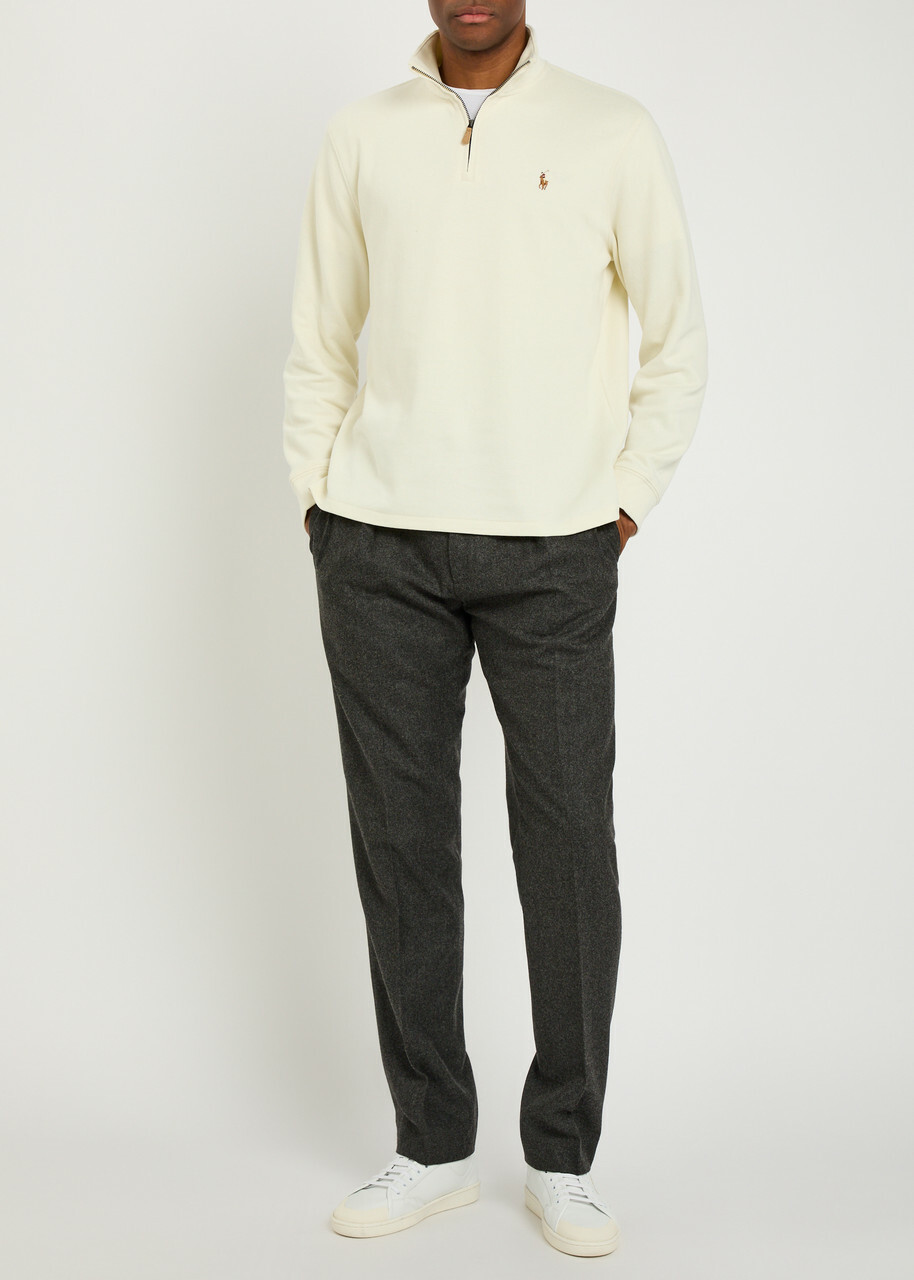 Polo Ralph Lauren Pleated Tapered-leg Wool Trousers Grey