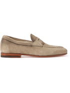 Santoni - Suede Penny Loafers - Neutrals