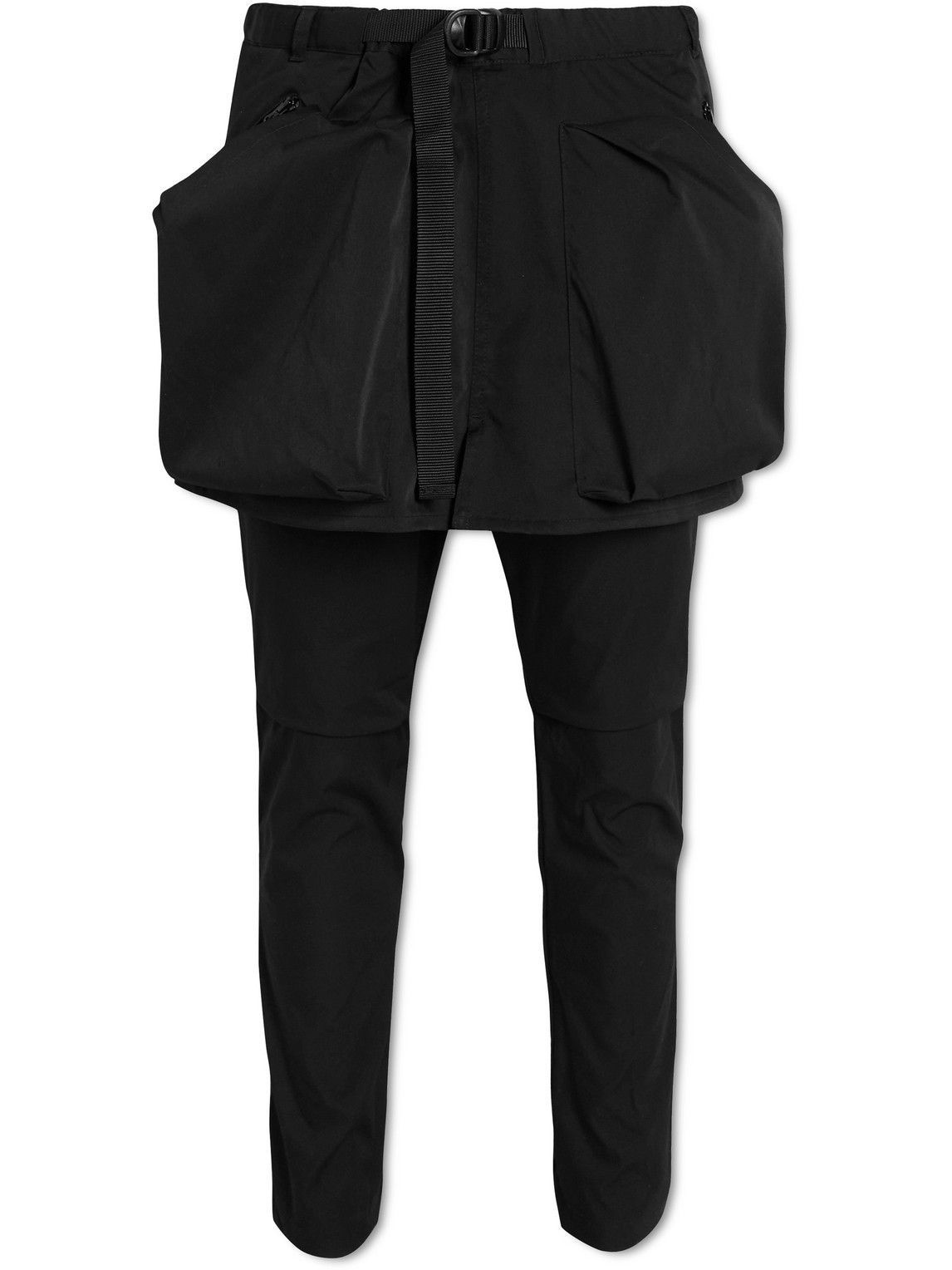 Photo: Comfy Outdoor Garment - Slim-Fit Tapered Belted Shell Trousers - Black