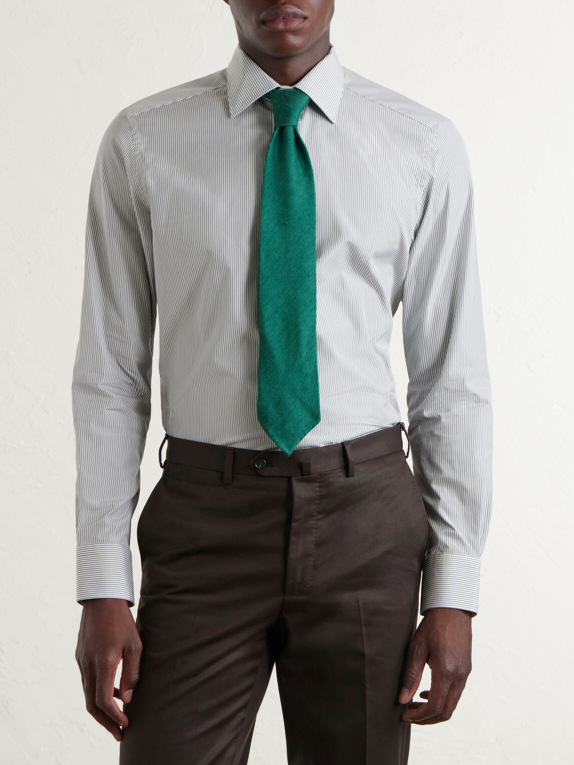 Zegna - Trofeo Stripped Cotton-Poplin Shirt - Blue