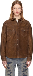RRL Brown Roughout Suede Western Shirt Leather Jacket